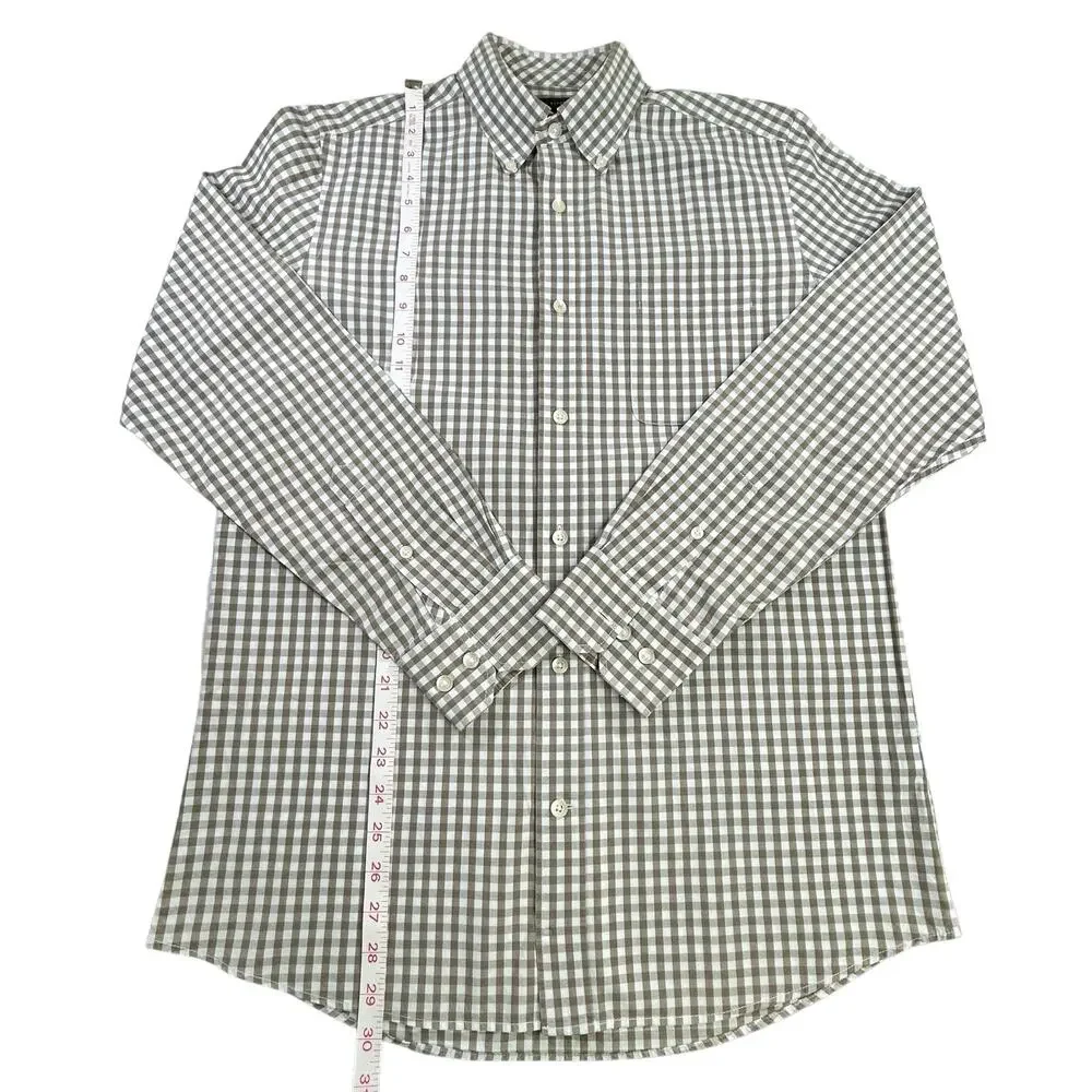 Banana Republic Men Shirt Small Olive Green Gingham Button Down Classic Office
